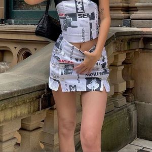 With Jean Safety Pin Mini Skirt